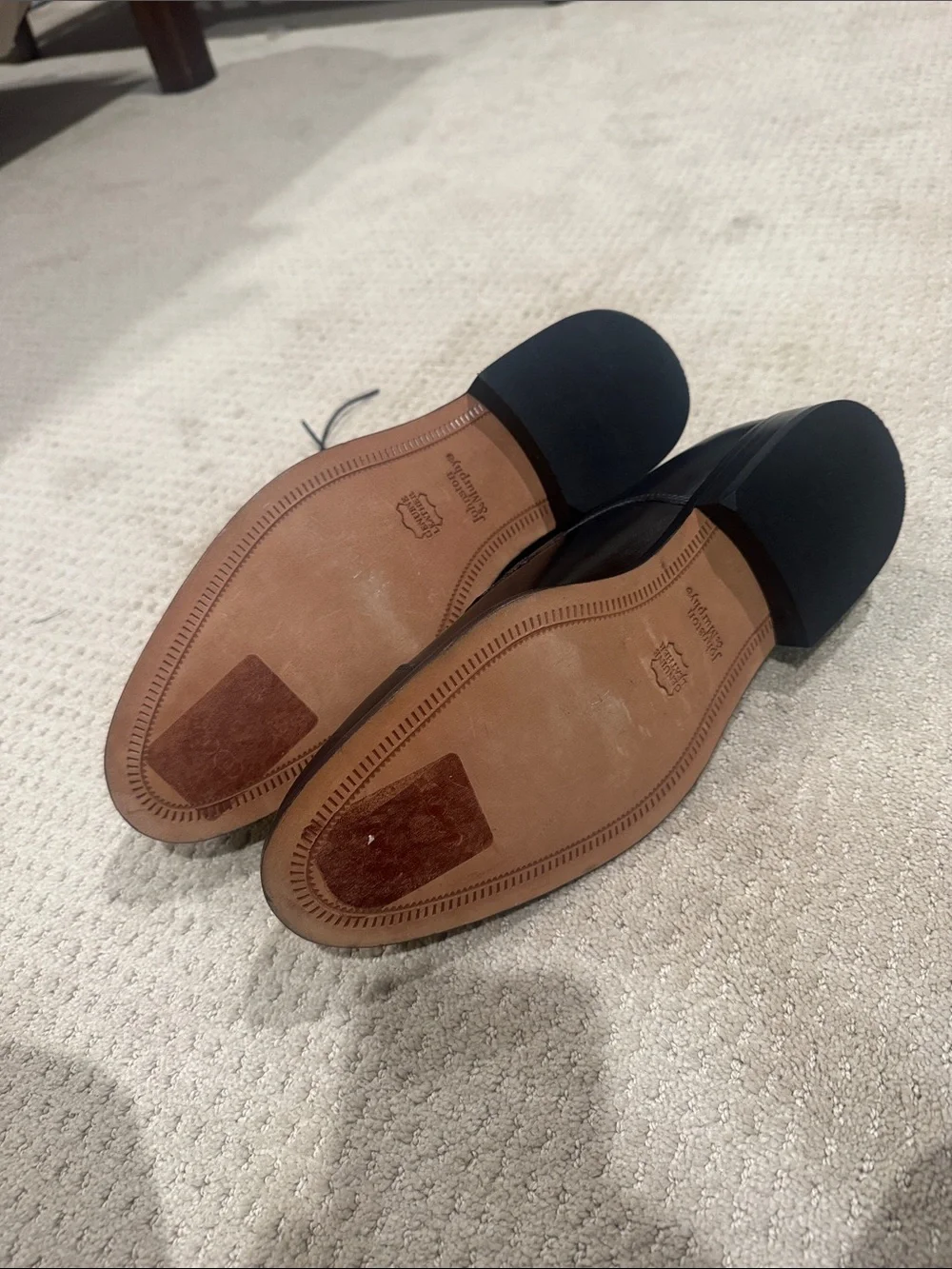 Johnston & Murphy Black Leather Cap-Toe Derby Shoes